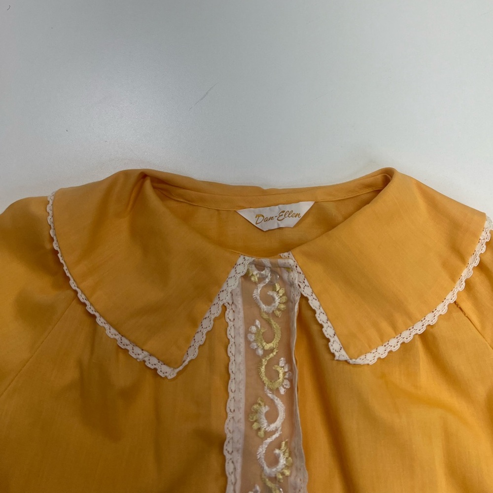 Vintage 60s 70s Orange and White Women’s Nightgown Dress - Picture 5 of 12